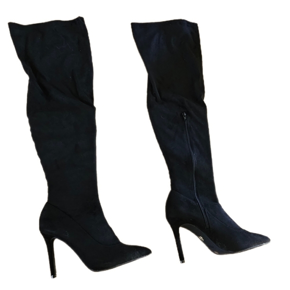 NIB Thalia Sodi Rominaa Black Stiletto Pointed Toe Side Zip Over The Knee Boot 8 - Picture 3 of 11